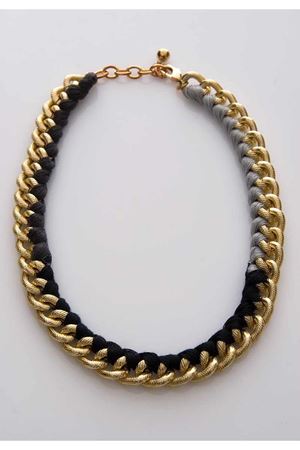 Altın Sarısı Örme Zincirli Kolye 7Ç-98973