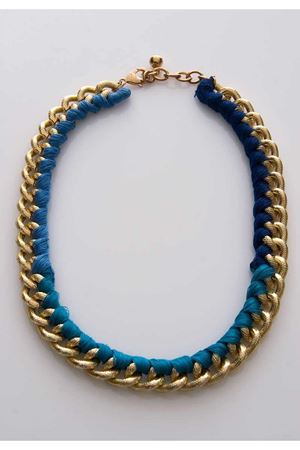 Altın Sarısı Örme Zincirli Kolye 7Ç-98975