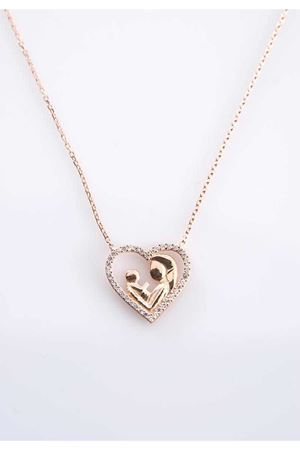 Anne Çocuk Kalp Gümüş Kolye Gk-77423