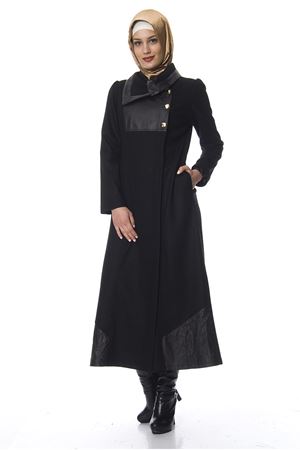 Astarlı Keçe Siyah Puane Pardesü K7-100059