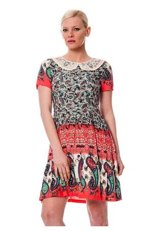 Bebe Yaka Çiçek Desenli Kadın Elbise G5-113181