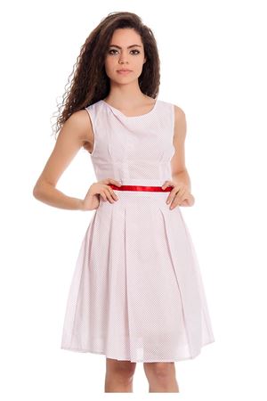 Beyaz Kırmızı Puanlı Kadın Elbise I6-131606