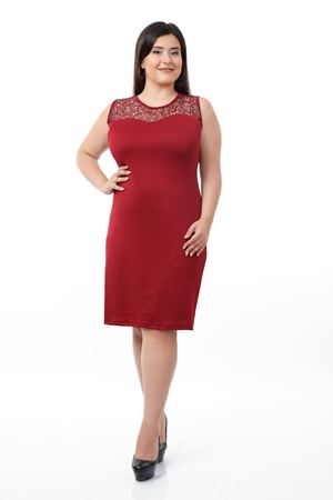 Bordo Kolsuz Elbise 5C-0653