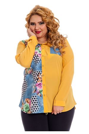 Büyük Beden Sarı Desenli Kadın Tunik G5-130966