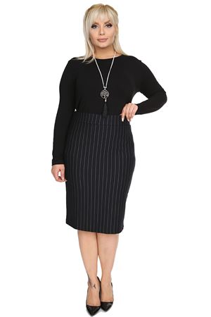 Büyük Beden Siyah Çizgili Etek 17D-0335