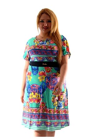 Desenli Yeşil Elbise J3-52735