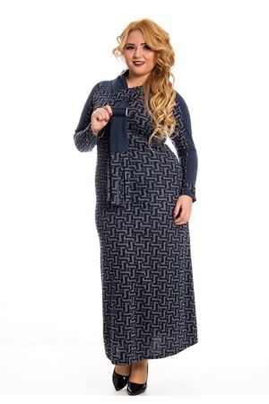 Desenli Yaka Detaylı Uzun Elbise F7-122878