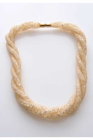 Ekru Parlak Boncuklu Mıknatıslı Kolye 7Ç-103679