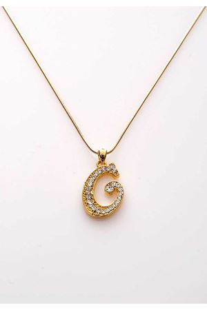 Gold Taşlı G Harf Kolye 11Ç-107847