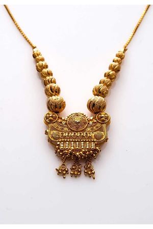 Gold Boncuk Kolye 8Ç-108027