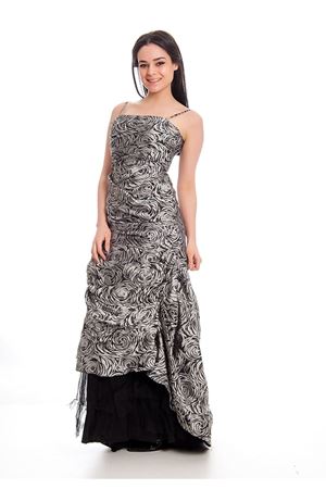 Gri Desenli Siyah Abiye G9-44352