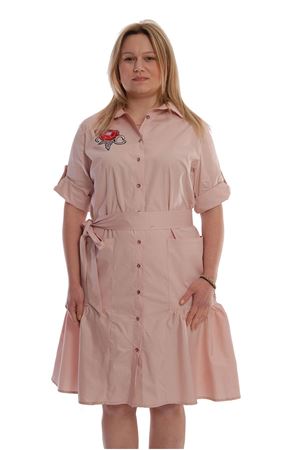 Gül Nakışlı Pudra Elbise F7-67430