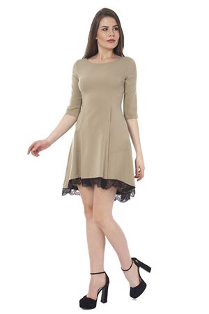 Haki Dantel Detaylı Kadın Elbise G5-121899