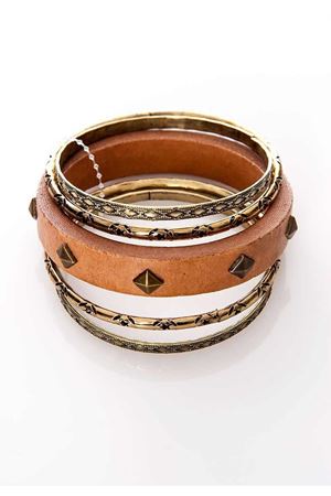 Kahve Zımbalı  Dörtlü  Bilezik 5Ç-108898