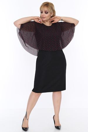 Kalpli Desenli Siyah Elbise 20L-0505