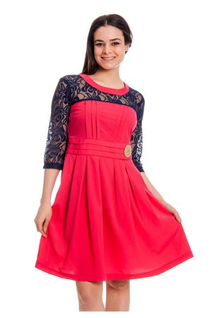Kırmızı Dantel Detaylı Kadın Elbise H12-129969