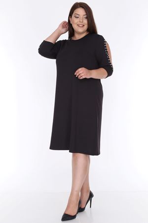 Kol İncili Büyük Beden Elbise 8C-0611