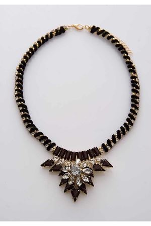 Koyu Kahve Taşlı Kolye 12Ç-98979