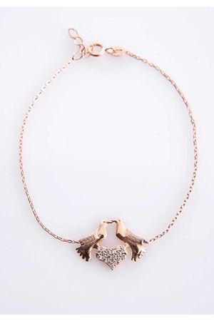 Kuş Figürlü Kalp Gümüş Bileklik G-77480