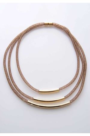 Krem 3Lü Simli Kolye 7Ç-103677