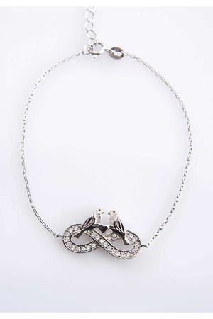 Kuş Figürlü Sonsuzluk Gümüş Bileklik G-77463