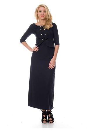 Lacivert - Siyah Kazayağı Desenli Elbise F1-104086