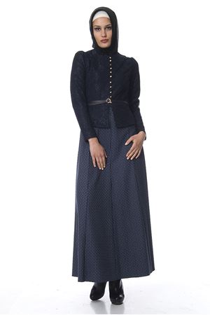 Lacivert Desenli Dantel Detaylı G10-100210