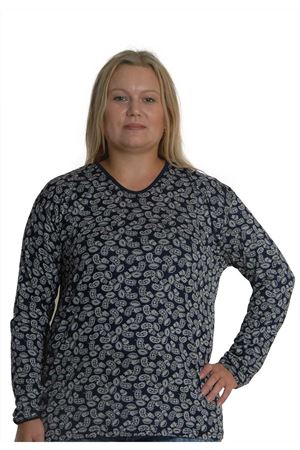 Lacivert Desenli Bluz 5C-0755