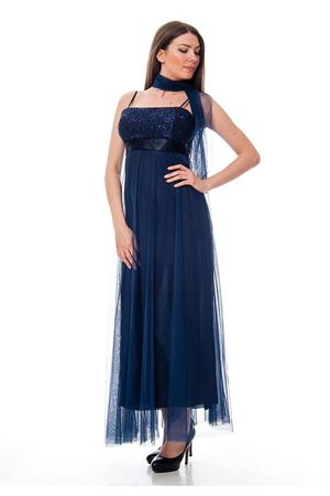 Lacivert Pul Detaylı Abiye H1-116126