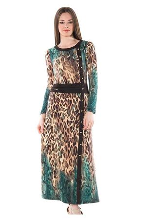 Leopar Desenli Uzun Elbise G1-67337