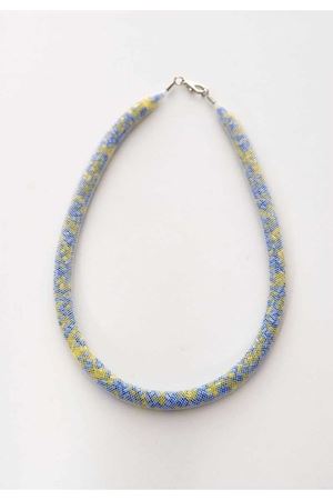 Lila-Sarı Parlak Boncuklu Kolye 7Ç-98711