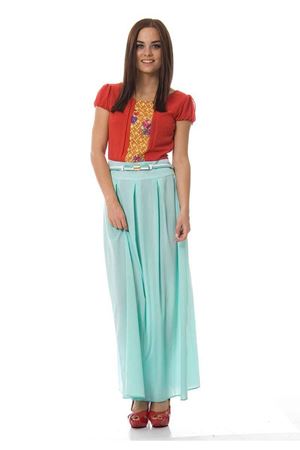 Mint Kırmızı Uzun Elbise F1-87858