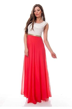 Mercan Beyaz Şifon Elbise F1-115467