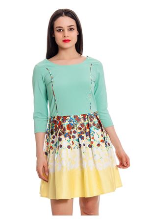 Mint Yeşili Çiçek Desenli Kadın Elbise J11-130282