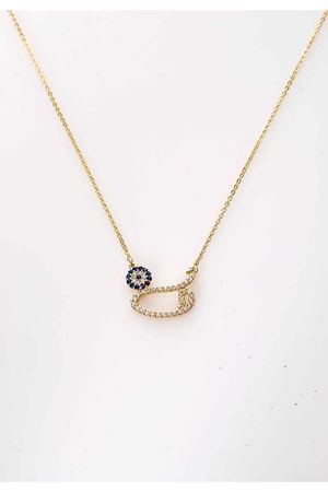 Nazar Boncuklu Vav Kolye 10Ç-109212