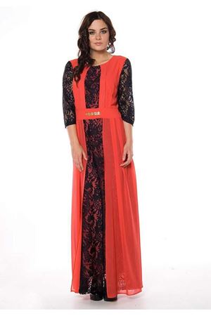 Narçiçeği Dantelli Elbise F1-82457