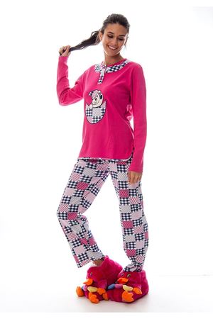 Pembe Ayı Baskılı Kadın Pijama Takımı 14C-120358