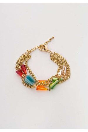 Renkli Taşlı Zincir Bileklik 4Ç-98764