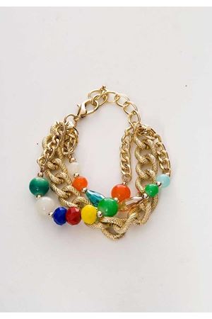 Renkli Taşlı Zincir Bileklik 4Ç-98766