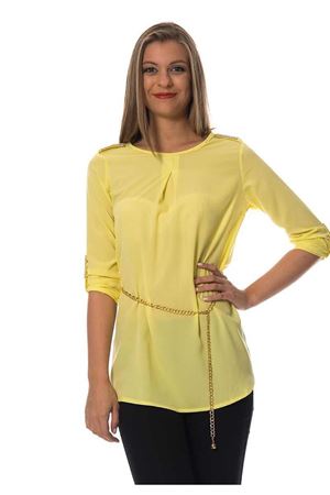 Sarı Omuz Ve Dirsek Taş Detaylı Kadın Tunik D11-94318