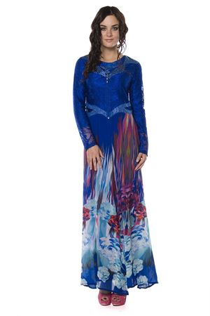 Saks Mavi Taşlı Şifon Hırkalı Elbise H8-82451