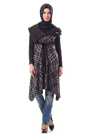 Siyah Desenli Düğmeli Kap H8-110441