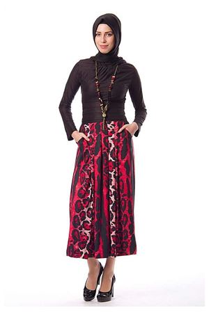 Siyah Desenli Nubuk Elbise G9-110430