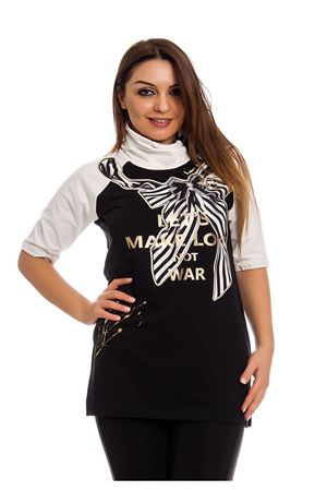 Siyah Gold Baskılı Yaka Detaylı Kadın Bluz I10-124398
