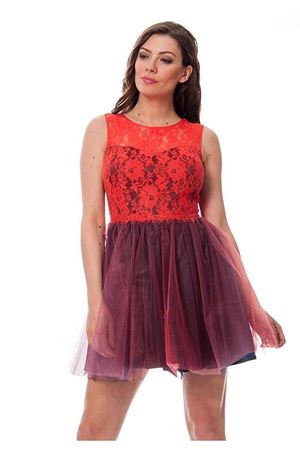 Siyah Kırmızı Dantel Kurdele Detaylı Abiye G6-115374