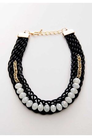 Siyah Taş Detaylı Kolye 7Ç-98788