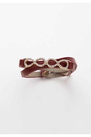 Taşlı Bordo Suni Deri Bileklik 4Ç-103459