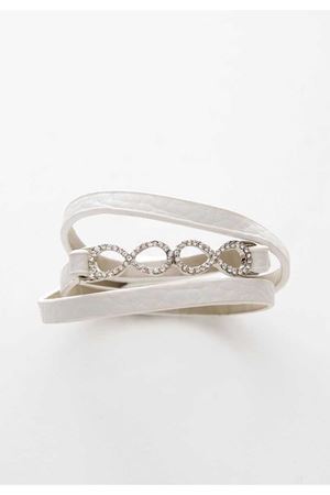 Taşlı Beyaz Suni Deri Bileklik 4Ç-103460