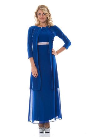 Taşlı Saks Elbise H1-89820