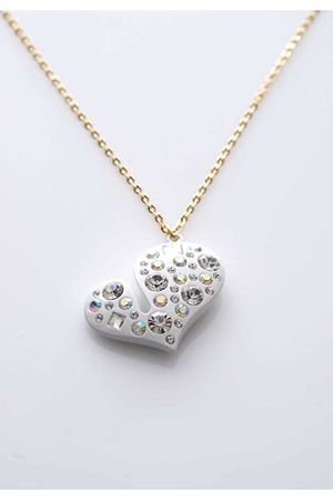 Taşlı Kalp Uzun Kolye 8Ç-103615